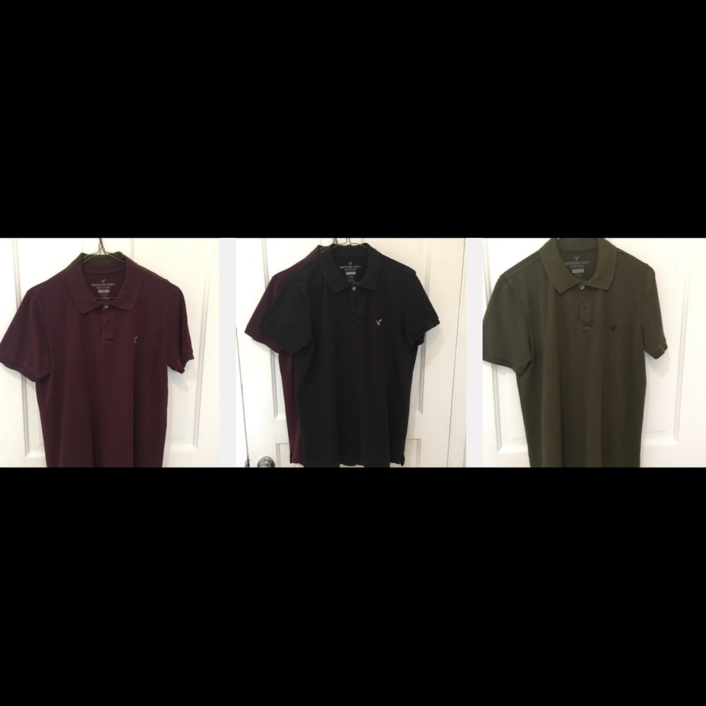 3 American Eagle Polo Shirts. Size Small.